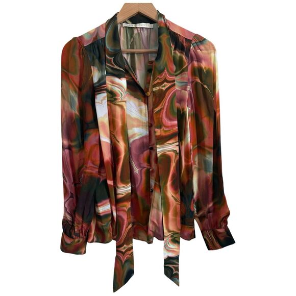 MARIE OLIVER Wynter Blouse In Malachite In Gold Size XS - Picture 2 of 12